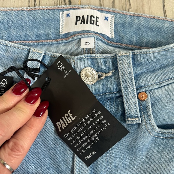 NWT New PAIGE Colette High Rise Light Blue Cropped Flare Stretch Jeans - Picture 7 of 16